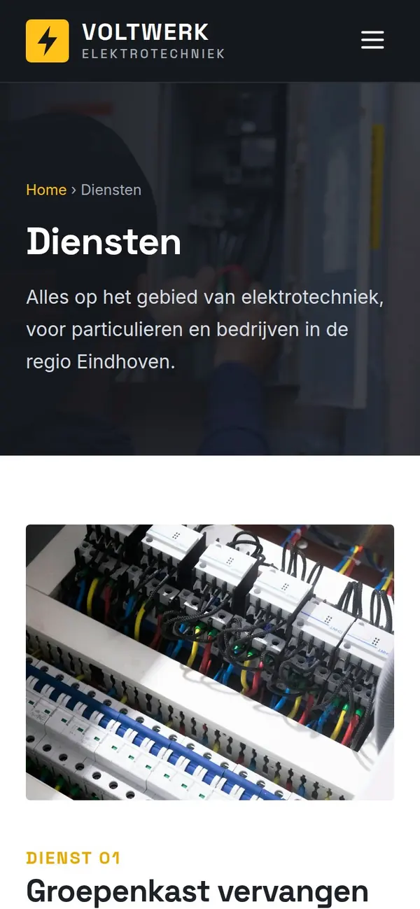 Diensten van Voltwerk Elektrotechniek op een telefoon