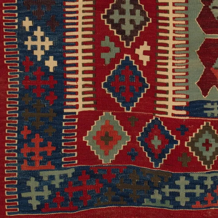 Anatolische gebedskilim: detail van de rand