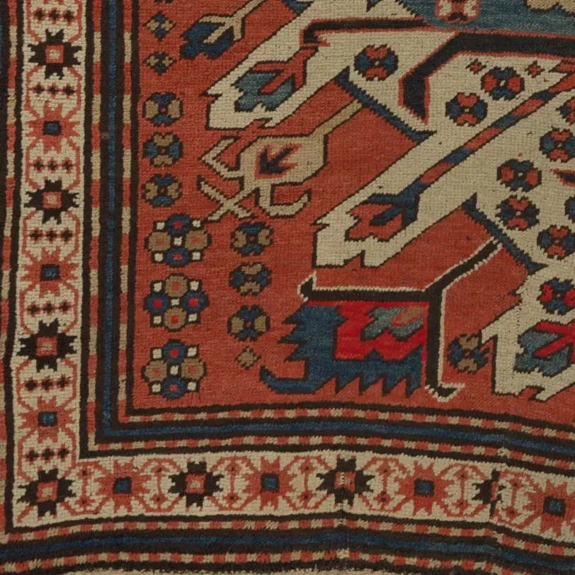 Kazak ‘Adelaar’: detail van de rand