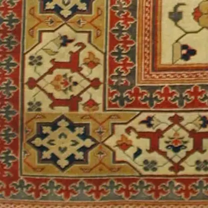 Gebedskleed met bloemenveld: detail van de rand