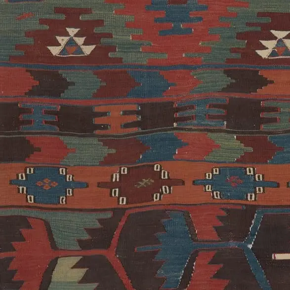 Kilim met banden: detail van de rand